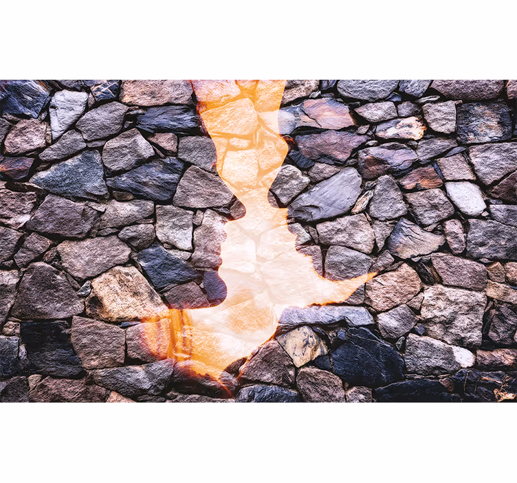Abstract wall mural silhouetted stone faces - TenStickers