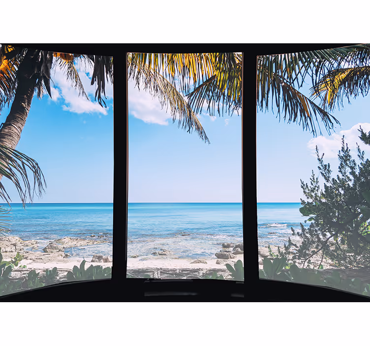 Sea landscape from window 3D Wall Mural - TenStickers