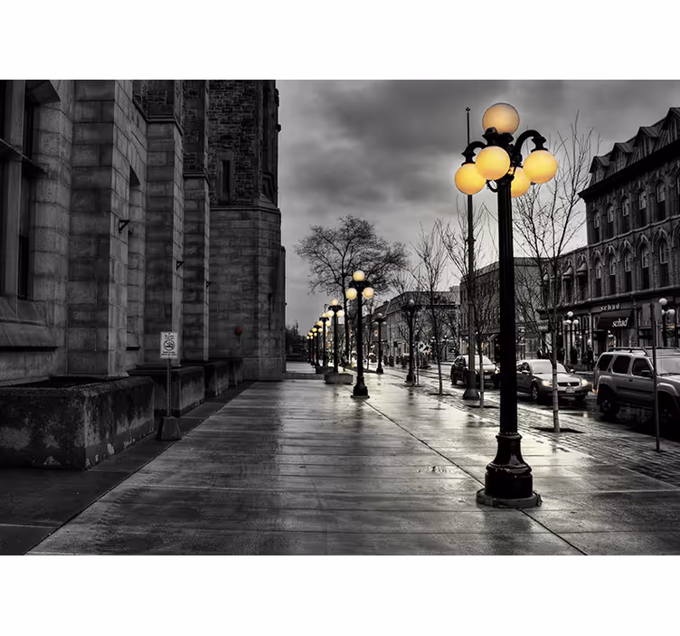 City wall mural urban nightscape - TenStickers