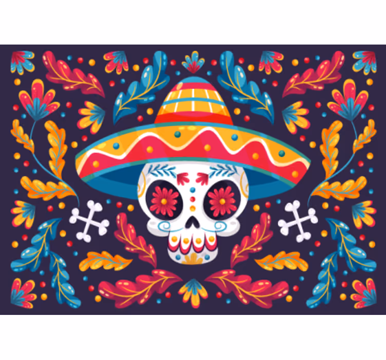Animal wall mural colorful sugar skull - TenStickers