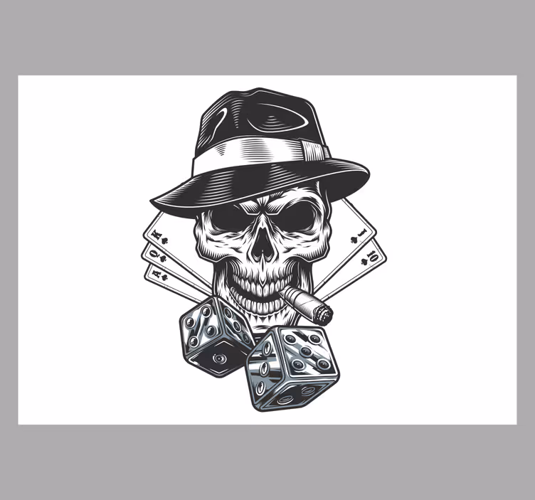 Card with dices and  skull wall mural - TenStickers