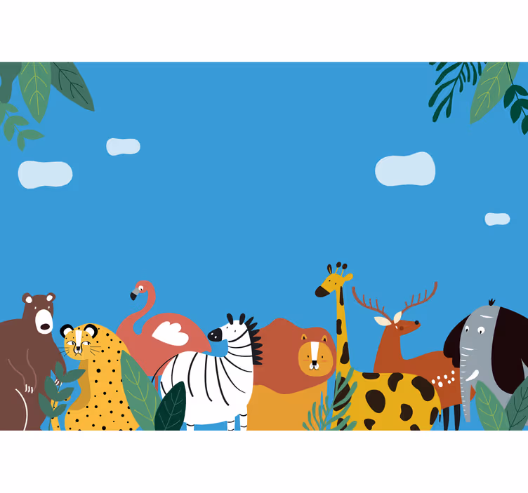Animal wall mural colorful animal parade - TenStickers