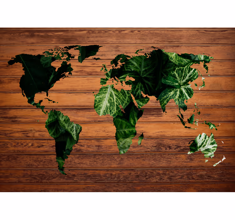 Global Map Foliage world map wall mural - TenStickers