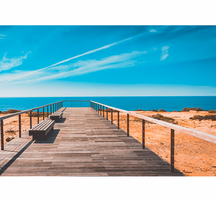 Coastal Boardwalk View landscape mural wallpaper - TenStickers