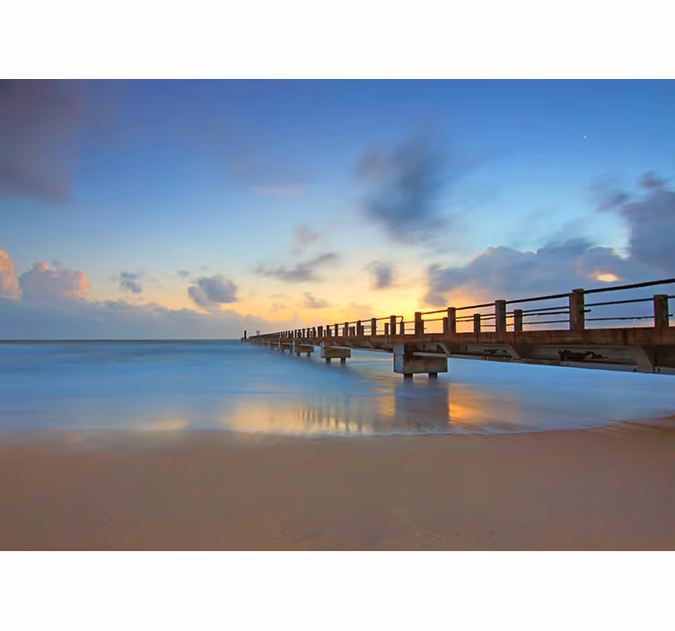 Landscape mural wallpaper serene ocean pier - TenStickers