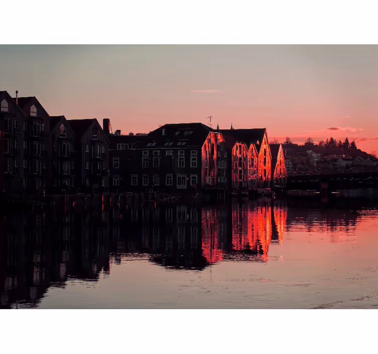 Reflecting canal houses city wall mural - TenStickers