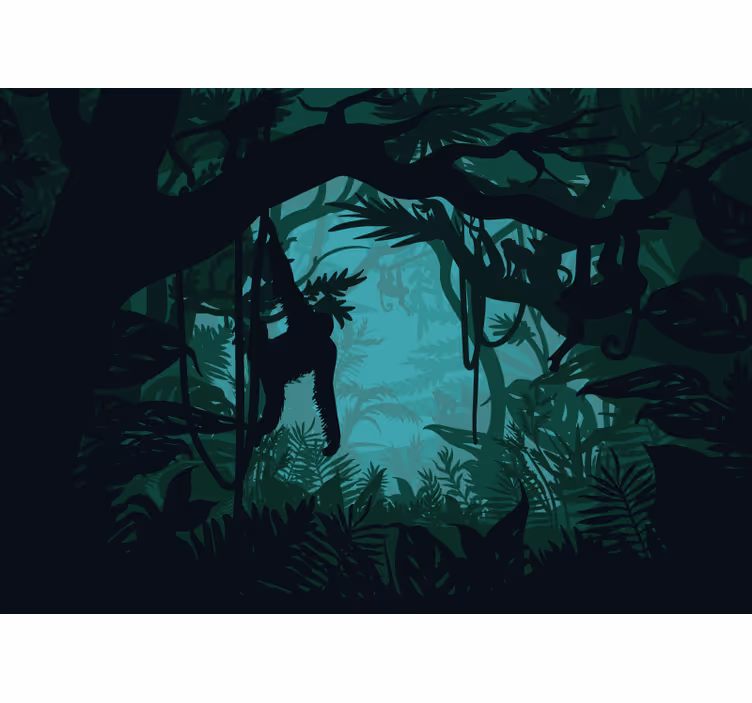 Forest with jungle animals wall mural - TenStickers