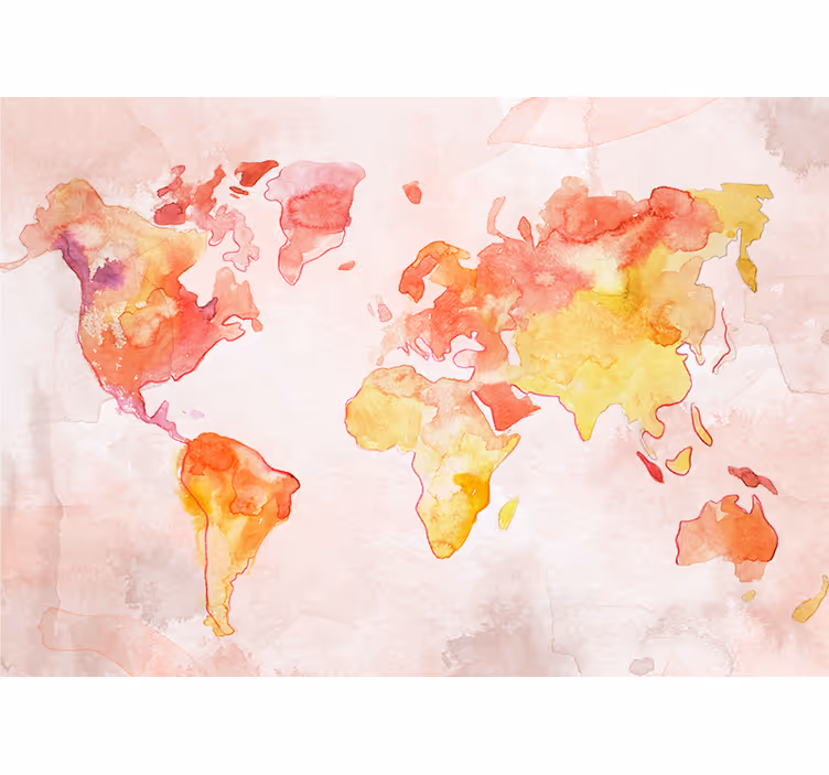 World map wall mural watercolor world map - TenStickers