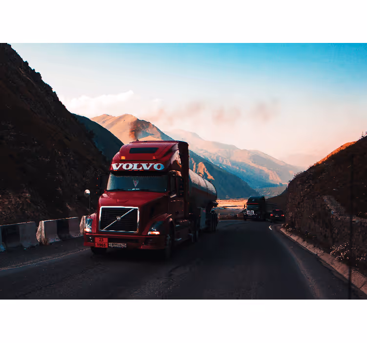 Red Truck On Highway vehicle mural - TenStickers