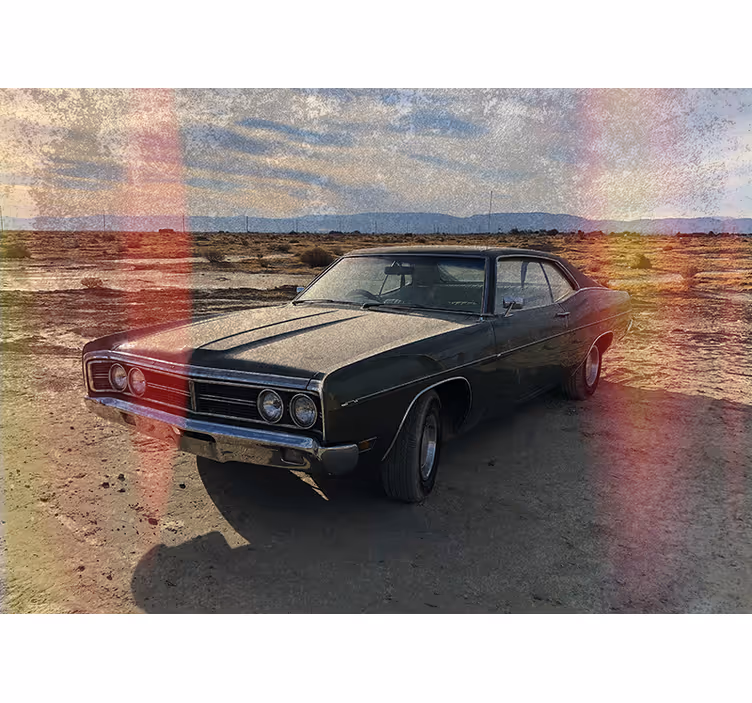Classic car in desert wall mural - TenStickers