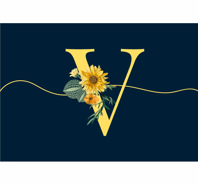 Initial with sunflowers wall mural - TenStickers