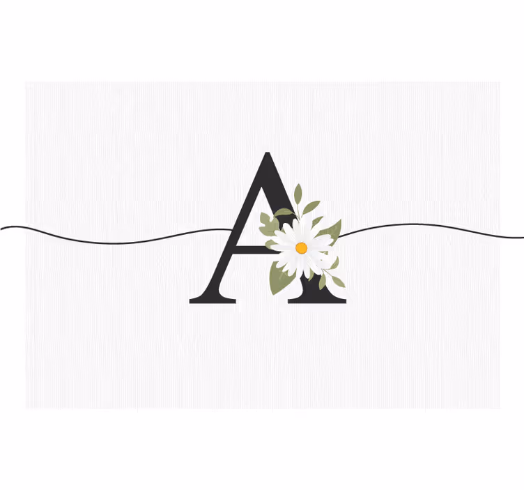 Teenage wall mural personalized initial with daisy - TenStickers