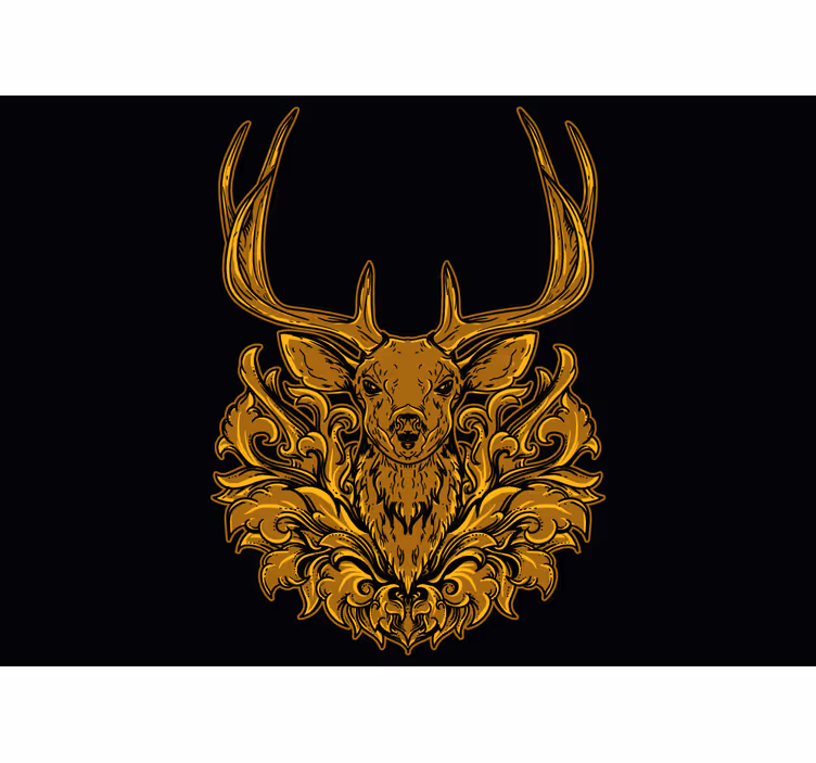 Golden Stag ornamental wall mural - TenStickers