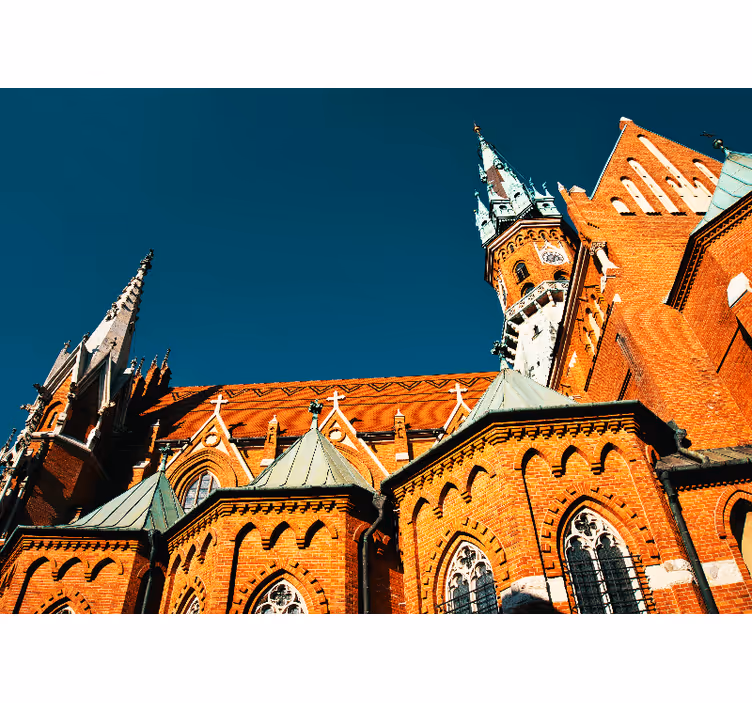 City wall mural historic red brick design - TenStickers