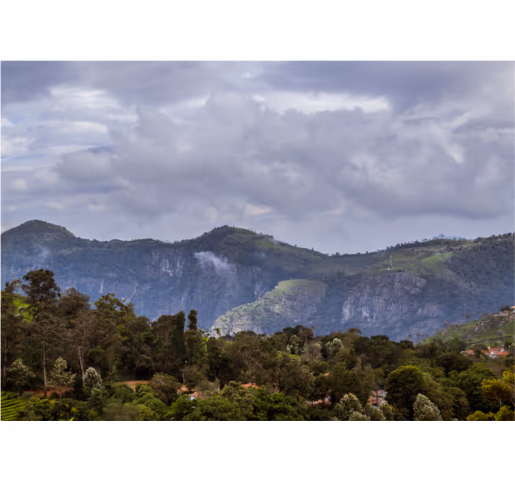 Landscape mural wallpaper serene mountain view - TenStickers