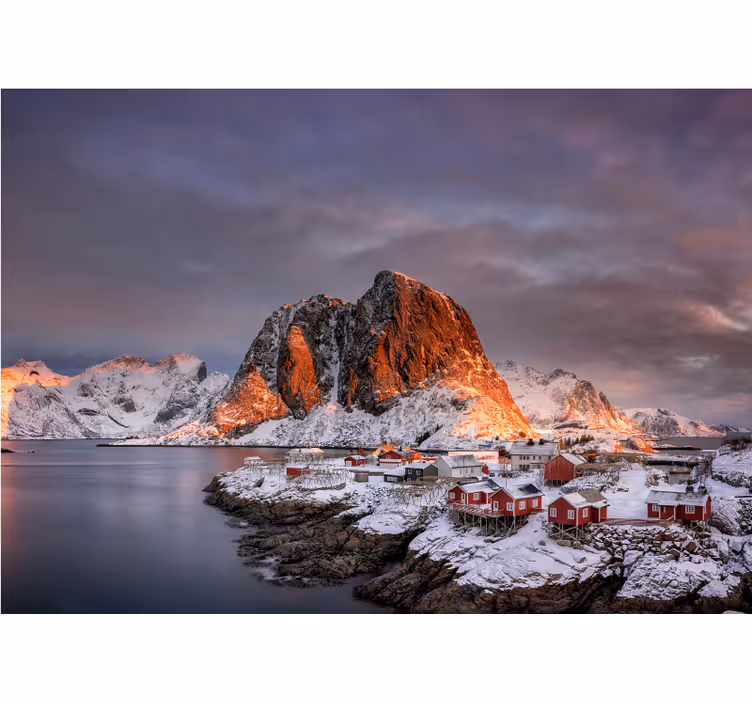 Mountain wall mural snowy mountain dusk - TenStickers