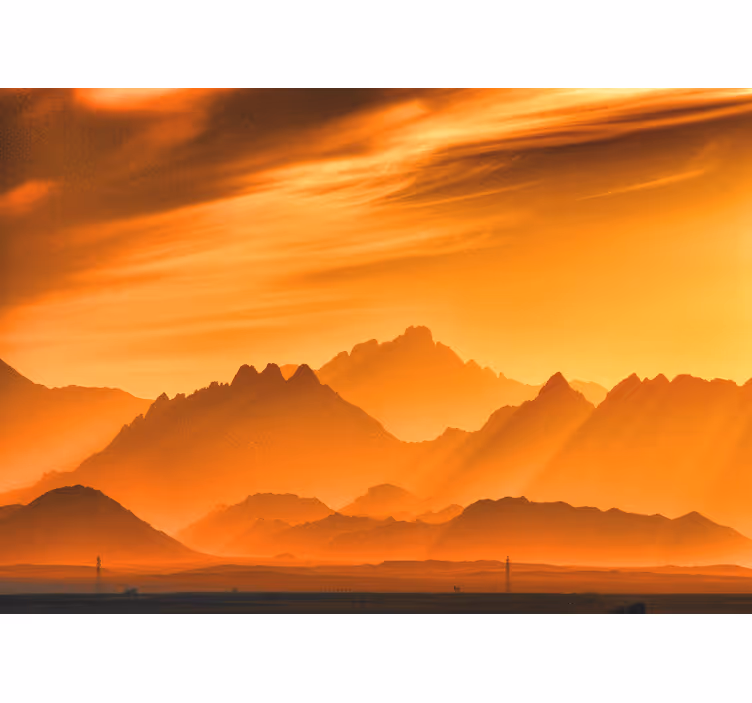 Golden hour in mountains  Mountain wall mural - TenStickers