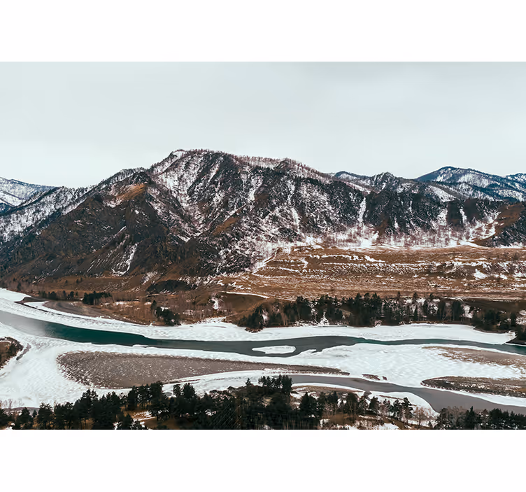 Landscape mural wallpaper mountain river view - TenStickers