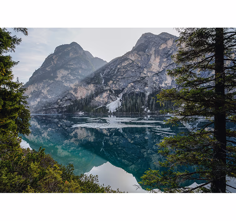 Landscape mural wallpaper tranquil mountain harmony - TenStickers