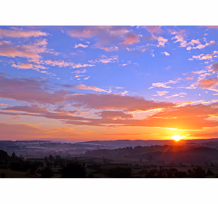 Landscape mural wallpaper sunset over hills - TenStickers