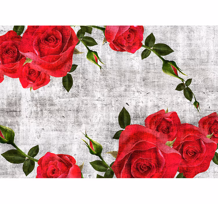 Flower mural red rose arrangement - TenStickers