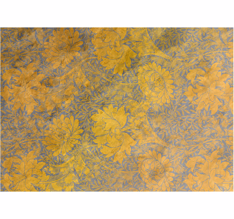 3D golden concrete flowers Wall Mural - TenStickers