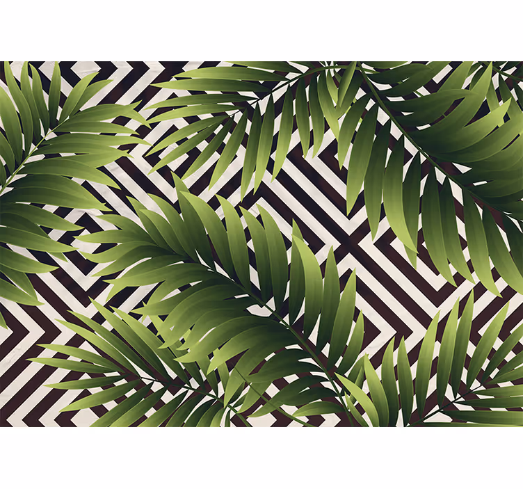 Tropical plants on black and nature wall mural - TenStickers