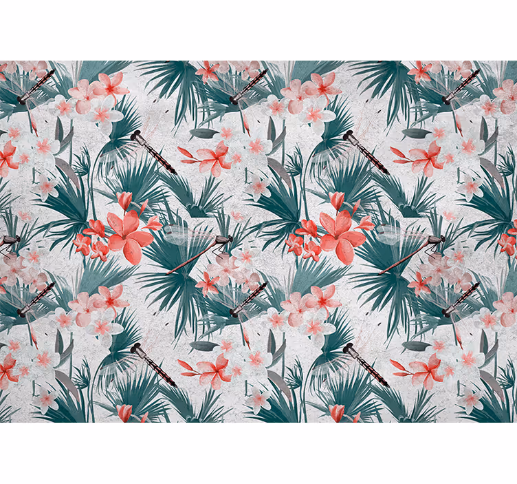 Flower mural tropical floral pattern - TenStickers