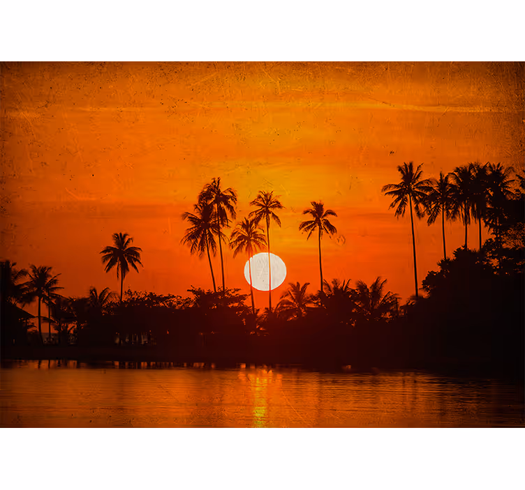 Tropical sunset scene landscape mural wallpaper - TenStickers