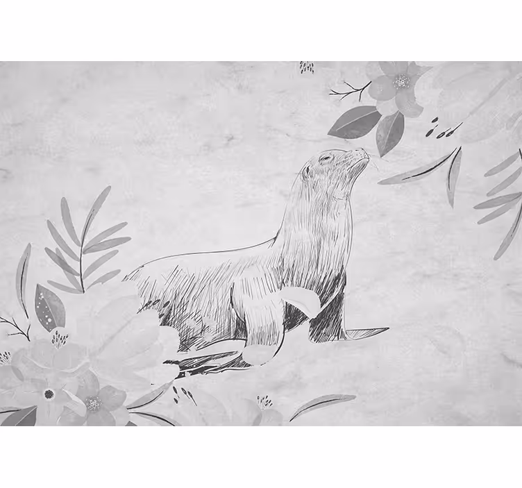 Bathroom mural seal among flowers - TenStickers