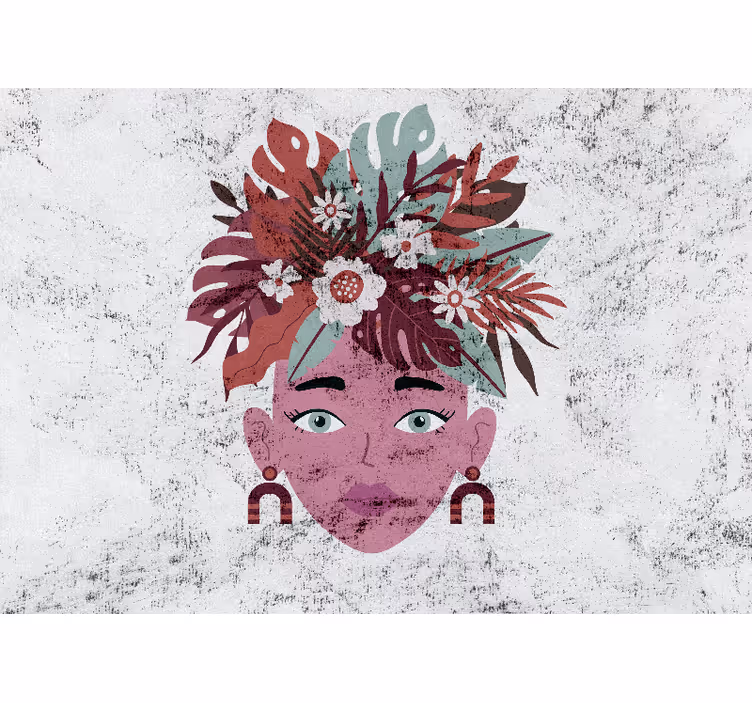 People painting mural stylized floral head - TenStickers