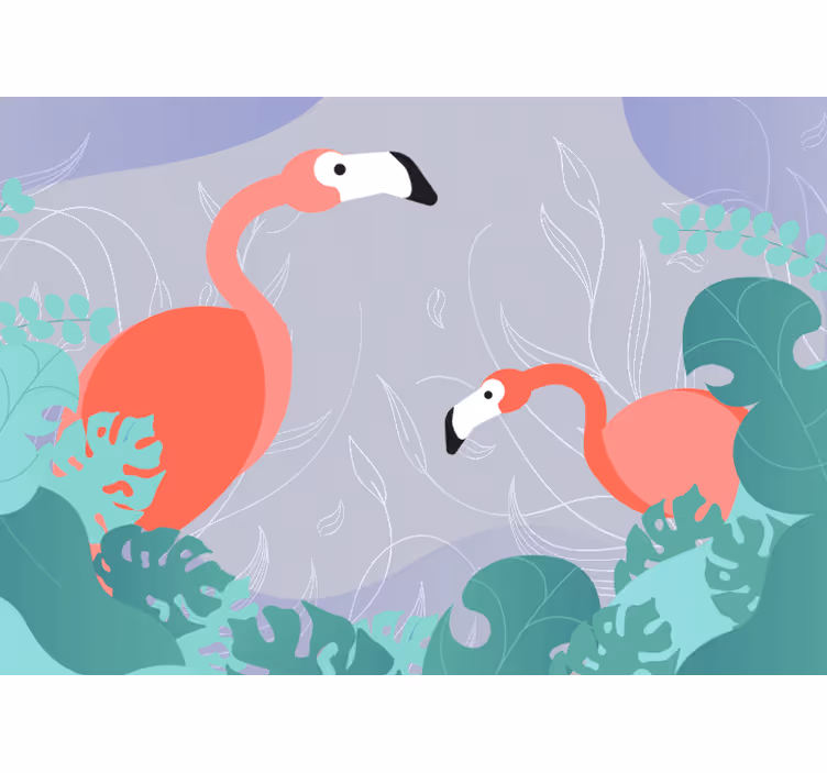Animal wall mural flamingo family - TenStickers