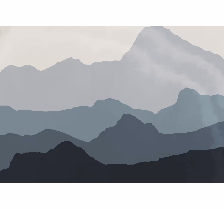Grey geometric mountains living room wall mural - TenStickers