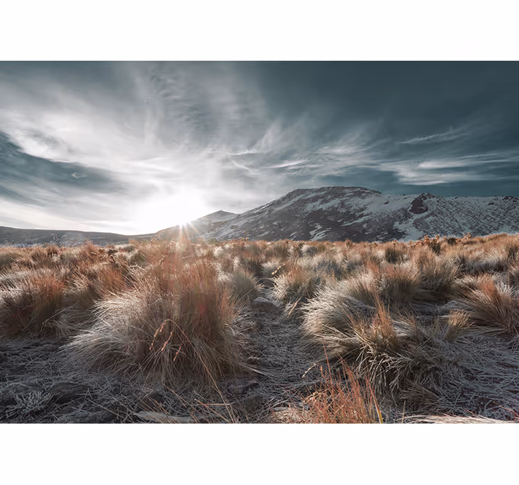 Landscape mural wallpaper mountain sunrise view - TenStickers