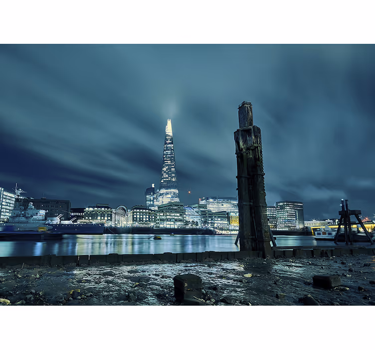 London wall mural shard tower at night - TenStickers