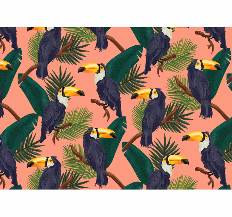 Tropical toucans design wall mural - TenStickers