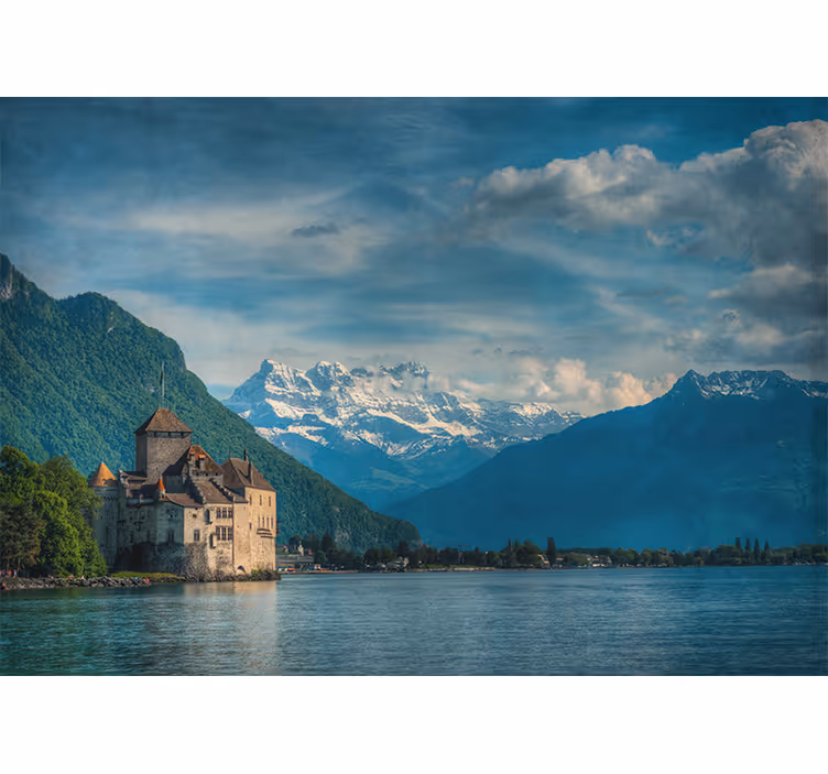 Castle mountain landscape nature wall mural - TenStickers
