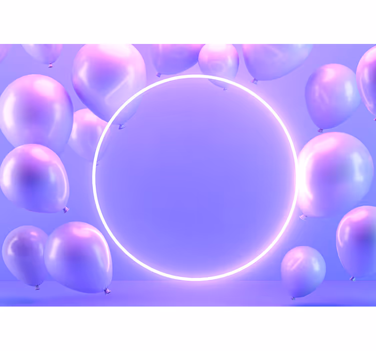 Love wall mural floating balloon circle - TenStickers