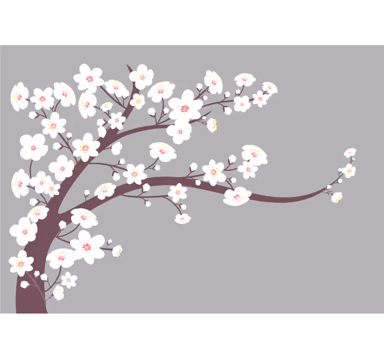 Flower mural blooming cherry branch - TenStickers