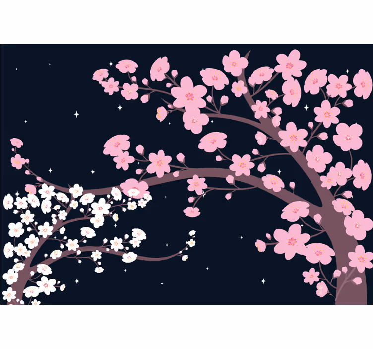 Pink and white flowers at night 3D Wall Mural - TenStickers