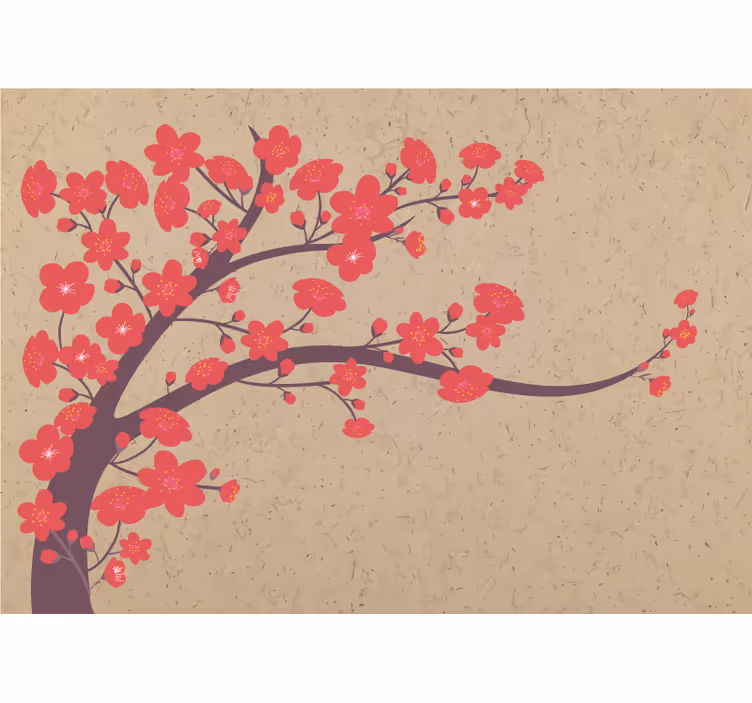 Red flowers with beige background 3D Wall Mural - TenStickers