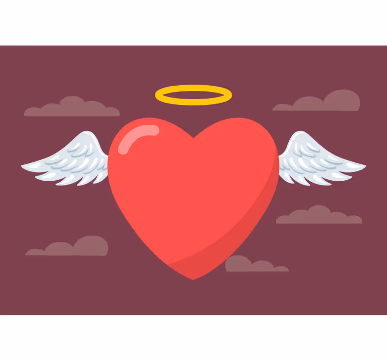 Love wall mural heart with wings - TenStickers