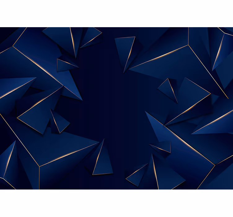 Blue and gold geometric pattern 3D Wall Mural - TenStickers