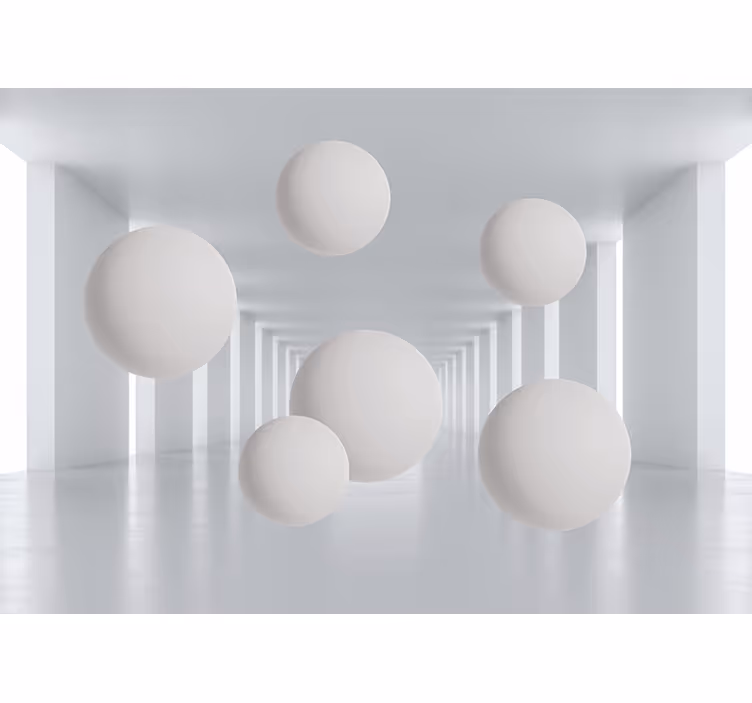 Abstract wall mural floating white spheres - TenStickers