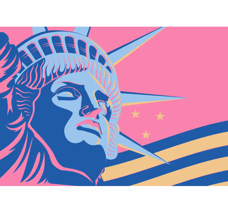 City wall mural liberty monument - TenStickers