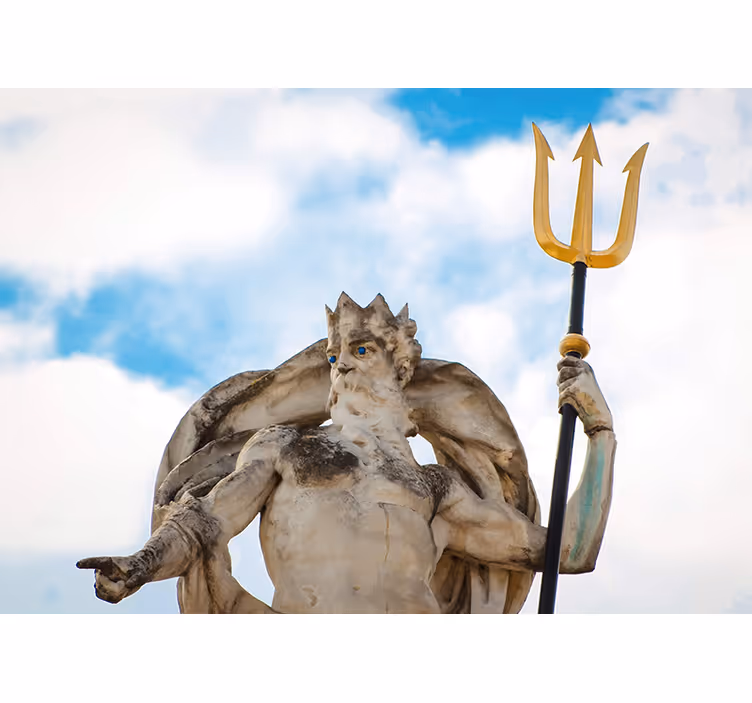 Man holding trident statue Art Wall Mural - TenStickers