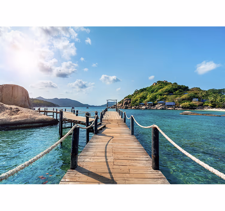 Tranquil coastal path landscape mural wallpaper - TenStickers