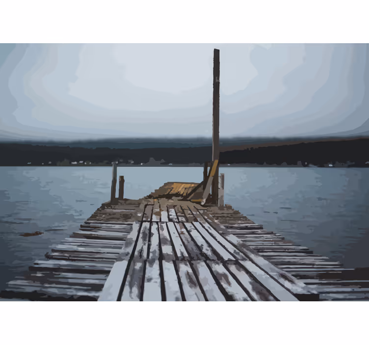 Landscape mural wallpaper serene lake dock - TenStickers