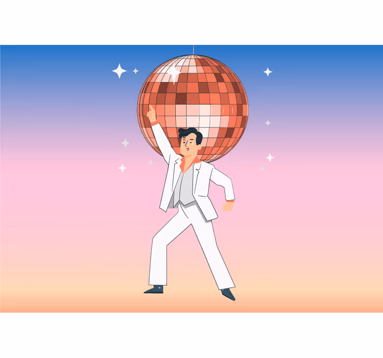 Disco ball illustration with colors Wall Murals - TenStickers