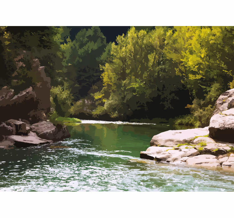 Serene Water Landscape nature wall mural - TenStickers